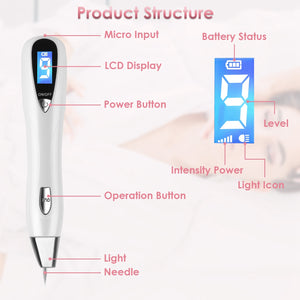 1Pc Skin Tag Remover Skin Tag Repair Kit Tattoo Freckle Wart Mole Remover Pen With 9 Intensity Levels 10 Fine Needles 3 Coarse Needles