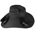 1Pc Outdoor Wide Brim Sun Hat With 2 Rechargeable Fans Solar Powered 3 Wind Speeds UPF50 Breathable Waterproof Nylon Mesh Outdoor Hat For Hiking Camping Hunting Fishing