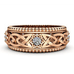 14k Plated White Diamond Ring Hollow Pattern Wedding Ring