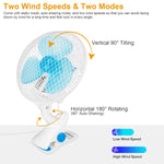 1Pc Clip On Fan 2 Speeds Quiet Clamp Fan Adjustable Tilt Auto Shaking Fan Wall Mount Personal Fan For Desk Office Home Baby Strollers Table Tops With 3.94FT Cord