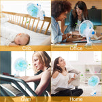 1Pc Clip On Fan 2 Speeds Quiet Clamp Fan Adjustable Tilt Auto Shaking Fan Wall Mount Personal Fan For Desk Office Home Baby Strollers Table Tops With 3.94FT Cord
