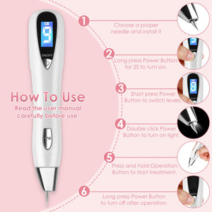 1Pc Skin Tag Remover Skin Tag Repair Kit Tattoo Freckle Wart Mole Remover Pen With 9 Intensity Levels 10 Fine Needles 3 Coarse Needles