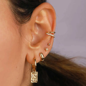 18K Gold-plated Stainless Steel XINGX Devil's Eye Cubic Oxidation Inlaid White Diamond Hoop Earrings