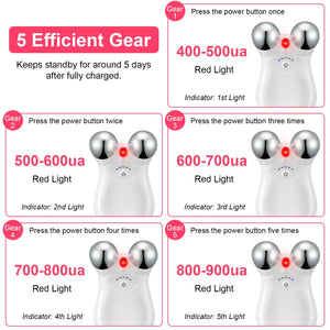 1Pc Micro-current Face Massager Rechargeable Face Neck Roller Intelligent Facial Massager With 5 Gears For Skin Tightening Skin Lifting Wrinkle Reducing
