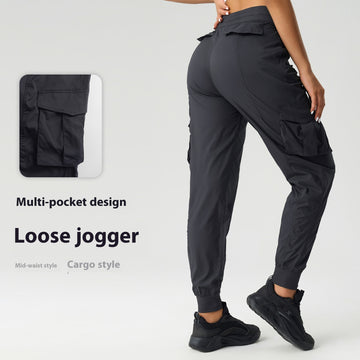 Outdoor Loose Tappered Mid-waist Overalls Women's Thin Quick-drying Breathable