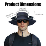1Pc Outdoor Wide Brim Sun Hat With 2 Rechargeable Fans Solar Powered 3 Wind Speeds UPF50 Breathable Waterproof Nylon Mesh Outdoor Hat For Hiking Camping Hunting Fishing