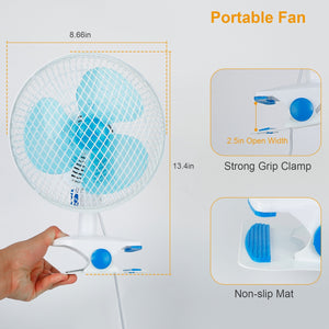 1Pc Clip On Fan 2 Speeds Quiet Clamp Fan Adjustable Tilt Auto Shaking Fan Wall Mount Personal Fan For Desk Office Home Baby Strollers Table Tops With 3.94FT Cord